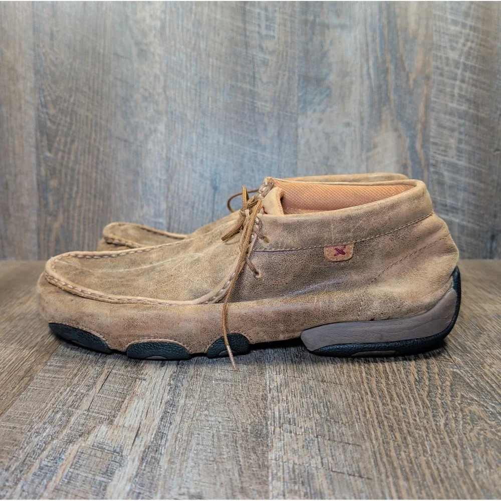 Twisted X Men's Chukka Driving Moc Brown Lace Up Shoes MDM0003 Size 10.5 Wide
